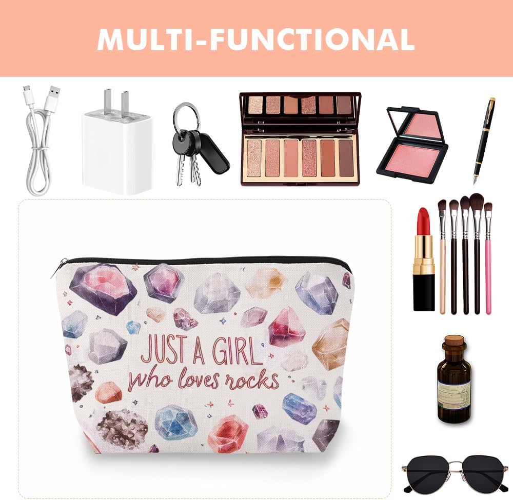 Rock Collecting Bag for Kids Rock Collectors Bag for Collecting Rocks Lovers Christmas Birthday Gift for Daughter Niece Just A Girl Who Loves Rocks for Rock Hunter