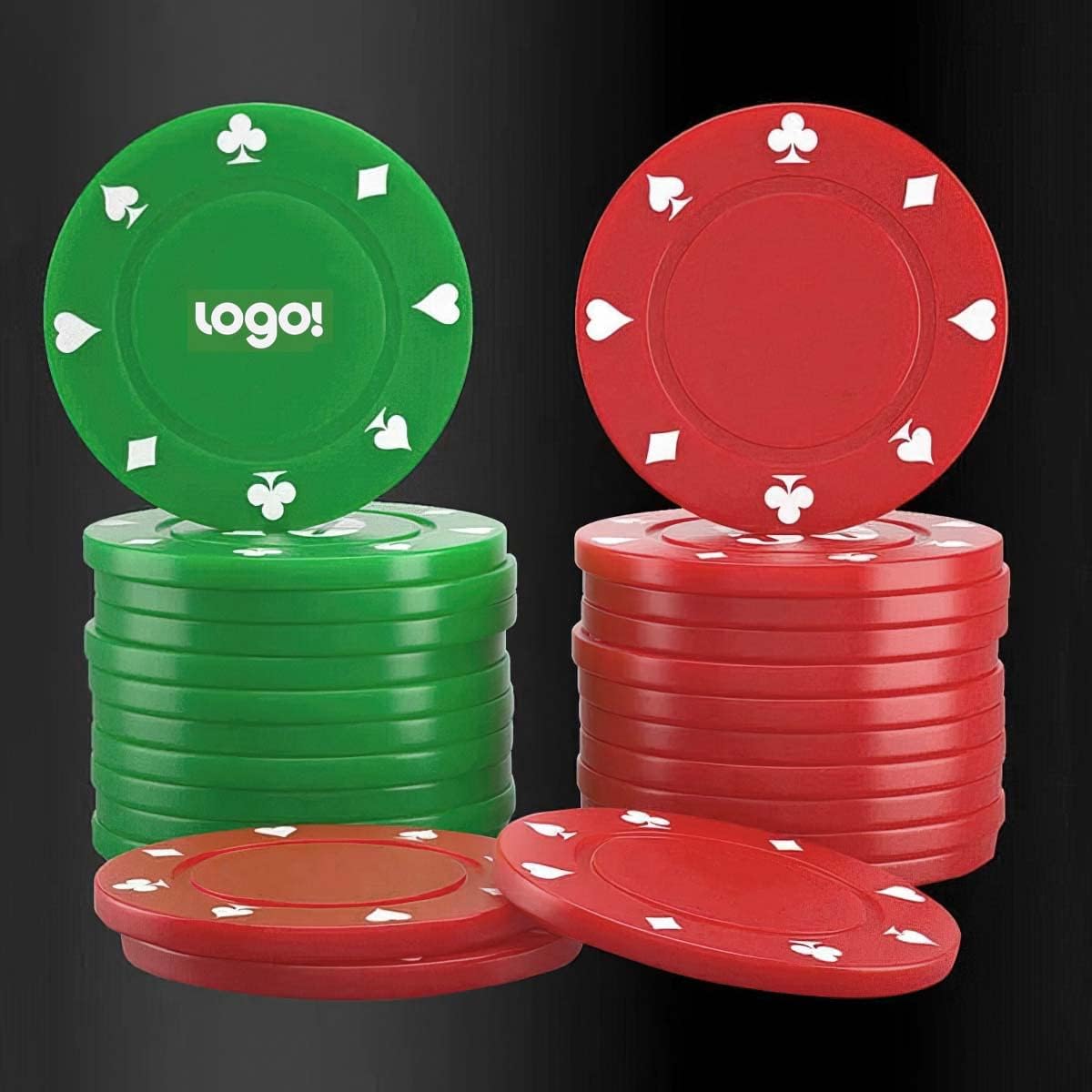 100 Plastic Poker Chips with no denominations, DIY Print with Your Personalized Text, Poker Card Game Chips Bulk, Counting Discs Markers for Math Counting, Game Play, Party