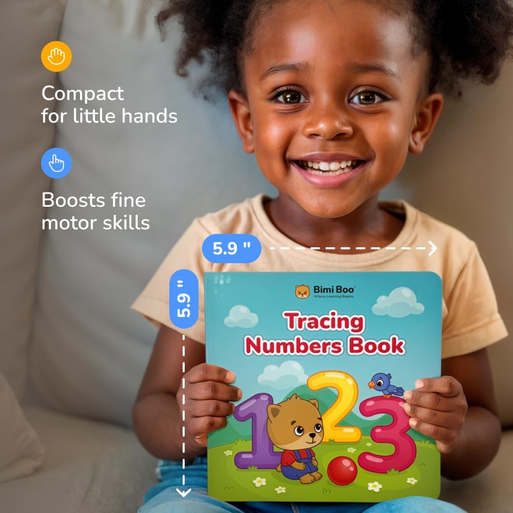 Bimi Boo Numbers Tracing Book - Early Math Tracing Activity for Babies - Toddler Counting Toy