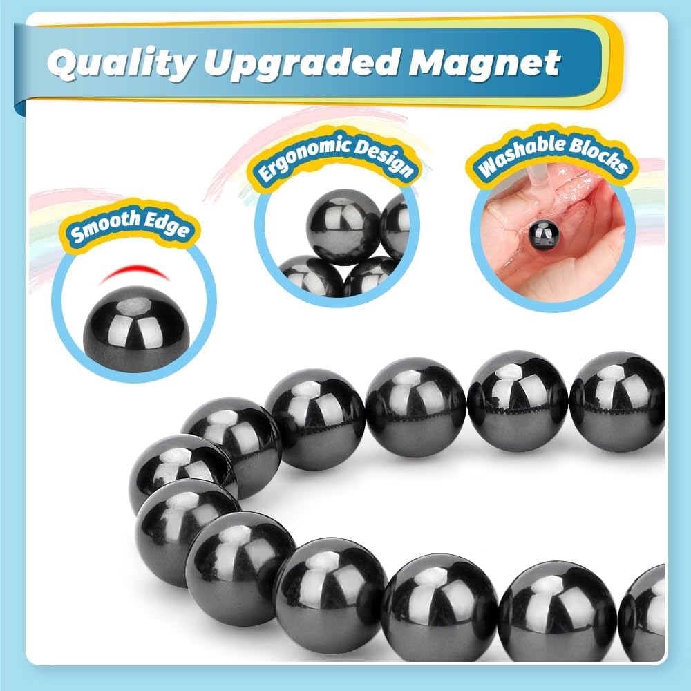 22PCS Round Magnetic Stones Fidget Toy Magnet Science Kit for Adults, Large Hematite Magnet Ball Desk Toy for Men Women, Whiteboard Locker Magnetic Rocks for Home Office
