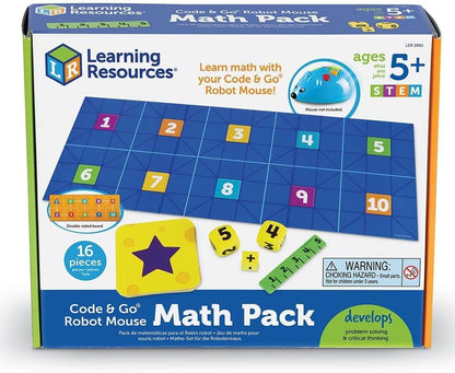 Learning Resources Code & Go Robot Mouse Math Pack, Screen-Free Coding & Math Expansion Set, Early STEM Learning for Kids Ages 5+