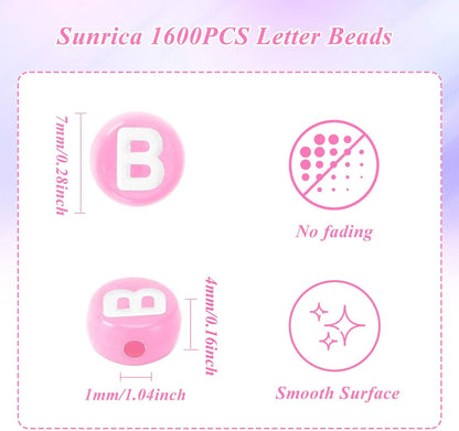 1600Pcs White and Silver Round Letter Beads A-Z, 4X7mm Acrylic Alphabet Beads for Jewelry Making