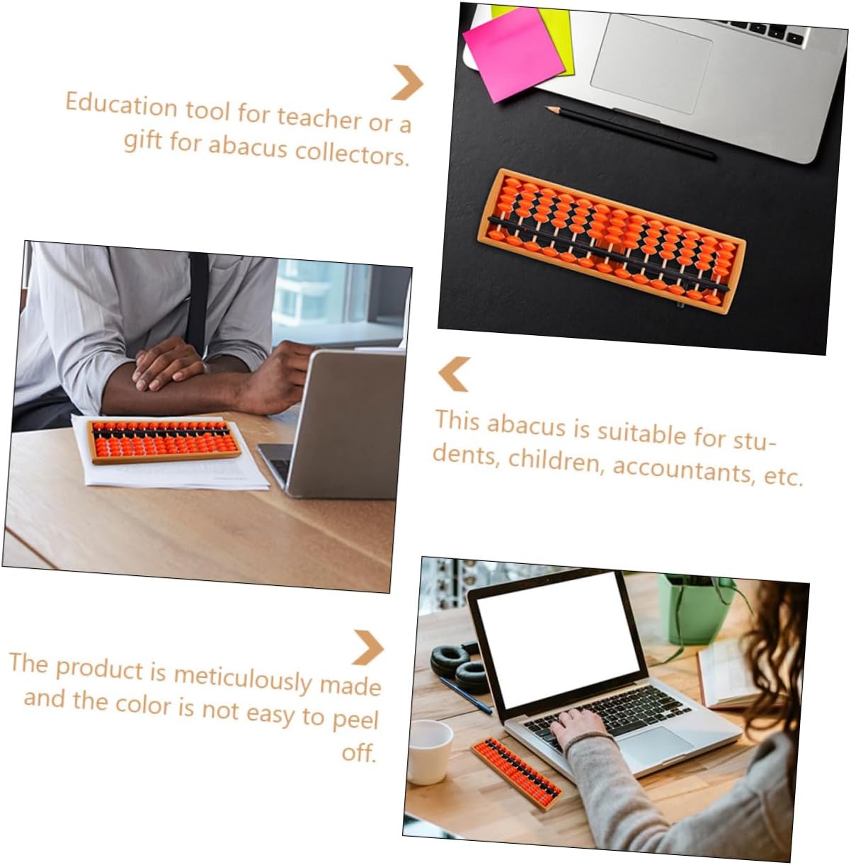 TOYANDONA Educational Chinese Abacus for Boys and Girls Section Counting Tool for Math Learning Enhancing Memory and Coordination for Preschool and Elementary Students Orange and Black
