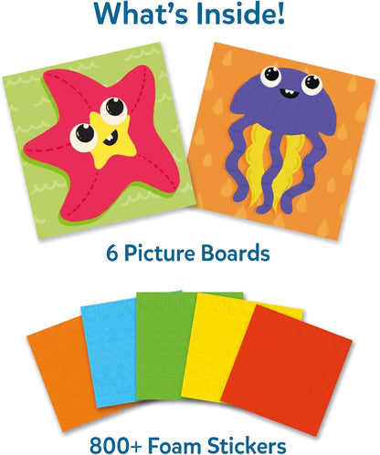 Skillmatics Foam Sticker Art Activity - Animals, Mess-Free Fun for Kids, 800+ 3D Foam Stickers, DIY Felt Craft Kits, Gifts for Boys & Girls Ages 3, 4, 5, 6, 7