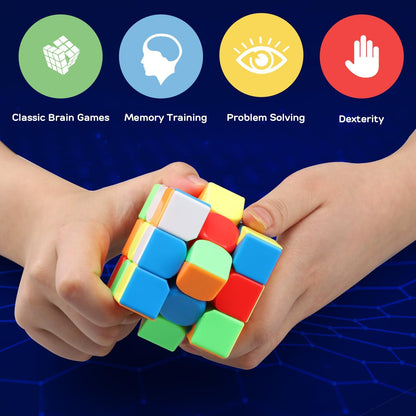 STEAM Life Speed Cube Set, Speed Cube Set of 2x2 3x3 4x4 Megaminx and Pyramid Cube Smoothly Stickerless Magic Cubes Collection for Kids & Adults