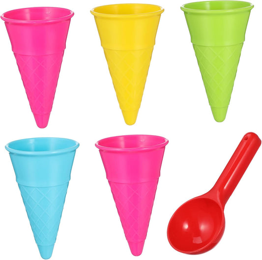 ibasenice 1Set Beach Ice Cream Cones and Scoop for Sand Play Random Colors for Outdoor Fun Develops Motor Skills for Home Park and Beach Activities