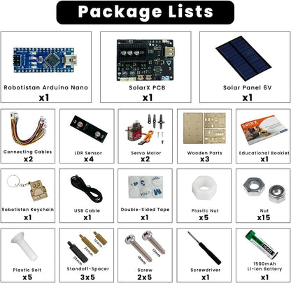 SolarX V2: Sun-Tracking Solar Panel DIY Kit with Arduino Nano, Solar Sun Tracker Sytem with Electronic Components, Educational Sun Tracker Kit, Solar Coding Kit