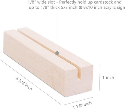 UNIQOOO 10 Pack 4" Gold Birch Wood Stands for Wedding Acrylic Sign, Wood Table Number Holders for 1/8 Thick Acrylic Sheets | Wedding Display Stand, Card Holder for Bar Menu, Retail Sign, Party
