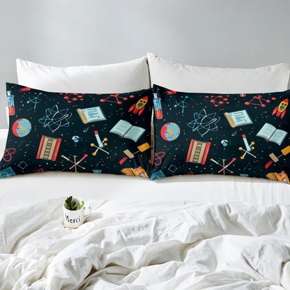 Erosebridal Chemistry Lab Fitted Sheet Twin Size Chemical Equation Bed Sheets for Boys Girls Chemical Elements Science Theme Bed Set Teens Kids Science Students Bedding Set School Dorm Room Decor
