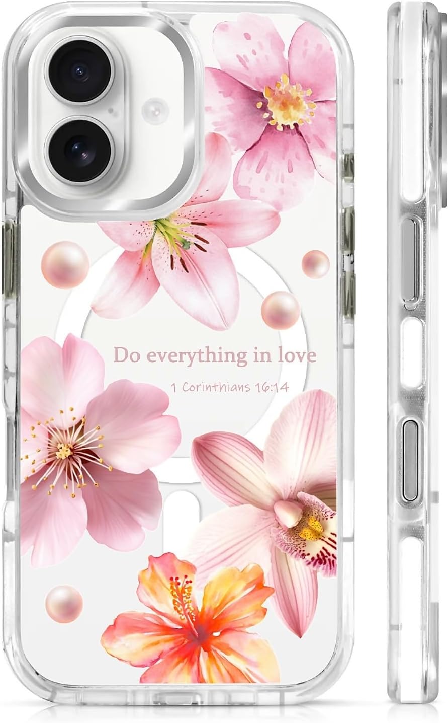 for iPhone 17 Pro Max Case [Compatible with Magsafe],Girls Women Clear Magnetic Case Silicone Shockproof Protective Cover with Pattern Colorful Motivational Letters