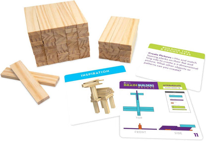 MindWare Keva Brain Builders Deluxe: STEM Building Toy Includes 75 KEVA Planks, 40 Puzzle Cards, 8 Design Cards, 3D Building Skills for Kids - Ages 7+