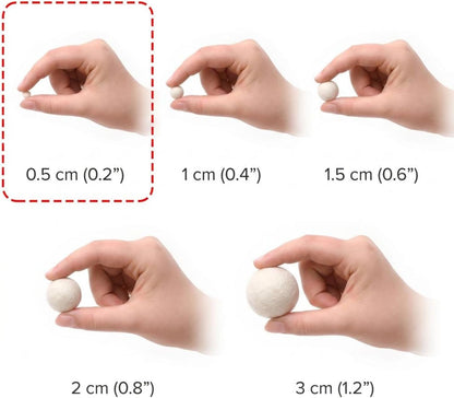 Glaciart One Wool Felt Balls Super Small (240 Pieces) 0.5 Centimeter - 0.2 Inch, Tiny Handmade Felted 40 Color (Red, Blue, Yellow, Black, Pastel and More) Bulk Small Puff for Felting and Jewelery
