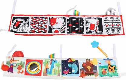 Bebe Mondo Teddy Bear Tummy Time Toy with Mirror, Soft Baby Book for 0-3-6-12 Months, Infant Sensory Developmental Toy, Shower Baby Gifts,Activity Quiet Cloth Book for Newborns,1-2 Year Old Book-Night