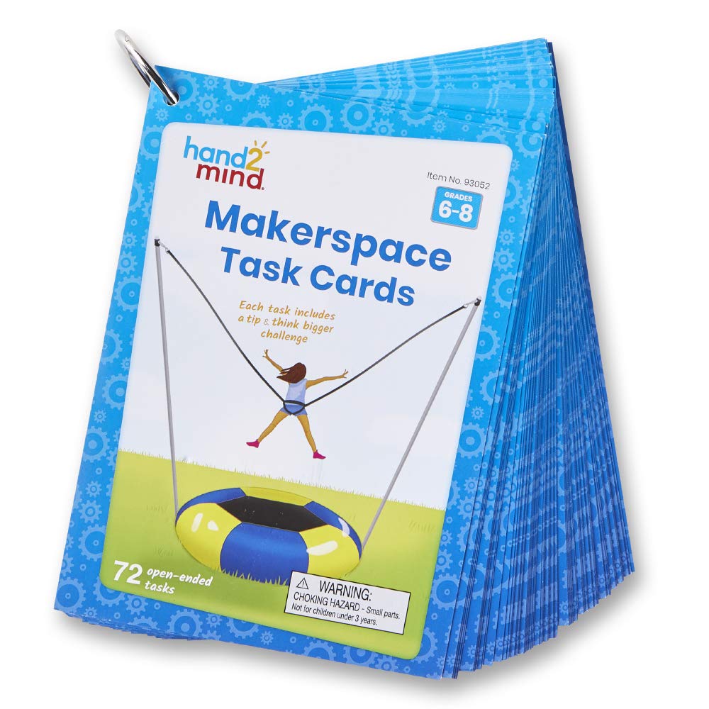 hand2mind Makerspace Task Cards, STEM Learning Cards for Kids Grade K-2, 36 STEM Activities, Kids Building Projects, Learning Cards, Educational Toys, Fun Ideas on What to Build, Classroom Supplies