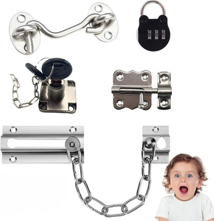 5 Pieces Busy Board DIY Accessories for Toddlers - Sensory Board Parts - Latch- Door Chain - Lock with Key -Gate Hook- Montessori l Toys - Early Development Items