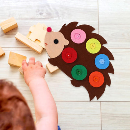 Totority Kids Button Art Toy DIY Felt Non Woven Craft Educational Sensory Board for Toddlers Enhancing Creativity Motor Skills Family Party Fun 9.13X5.78In