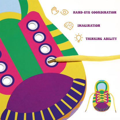 NUOBESTY Shoe Tie Practice for Kids Shoe Tying Practice Board Shoelace Threading Teaching Toys Learn to Tie Shoelaces Toddlers Preschool Learning Toys Fine Motor Skills Early Educational, 5 Sets