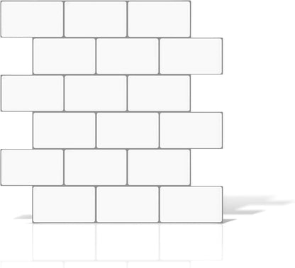 VViViD 11 Sheets Peel and Stick Grey Gloss Faux Ceramic Brick Wall Tiles, Self Adhesive Backsplash 12”x12”, 2mm Thick Kitchen, Bathroom (11 sq. ft.)
