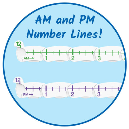 hand2mind Advanced NumberLine Clock, Learn to Tell Time, Analog Clock for Kids Learning, Number Line for Kids, Teaching to Tell Time, Math Manipulatives (Set of 1)