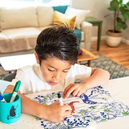 Modern-Twist 100% Plastic Free Silicone Waterproof, Dishwasher Safe Doodle Mat, Single Mat, Alphabet Animals