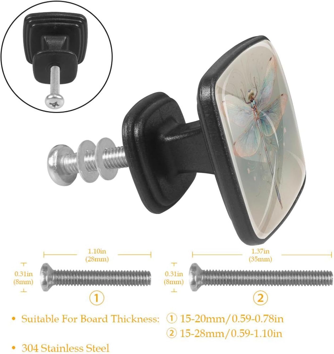 4 Pack Cabinet Knobs Drawer Pulls, 30mm Round ABS Glass Drawer Hardware Growing Purple Butterflies Cabinet Handles with Screws for Dressers Kitchens Cupboard