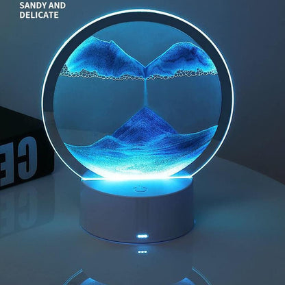 Moving Sand Art Picture Round Glass 3D Deep Sea Sandscape in Motion Display Flowing Sand Frame, Large Desktop Art Toys, Home & Office Desktop Decorations(Black, RC-Crotrol)
