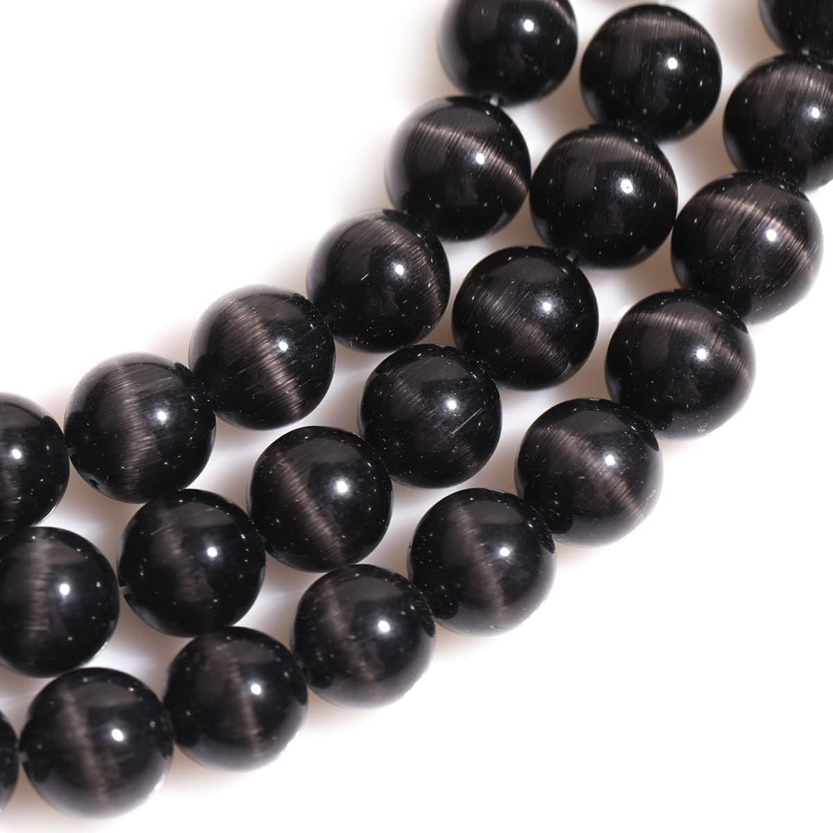 HAAMIIQII 8mm Light Blue Cat Eye Glass Round Crystal Stone Loose Gemstone Beads for Jewelry Making Bracelets Necklaces Earrings Crafts (45-50pcs)