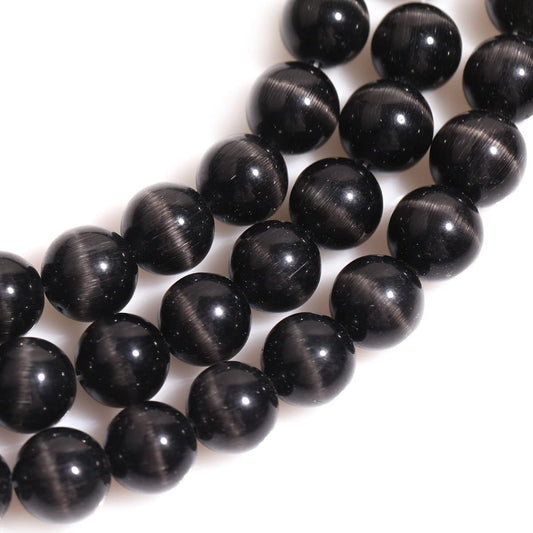 HAAMIIQII 8mm Light Blue Cat Eye Glass Round Crystal Stone Loose Gemstone Beads for Jewelry Making Bracelets Necklaces Earrings Crafts (45-50pcs)