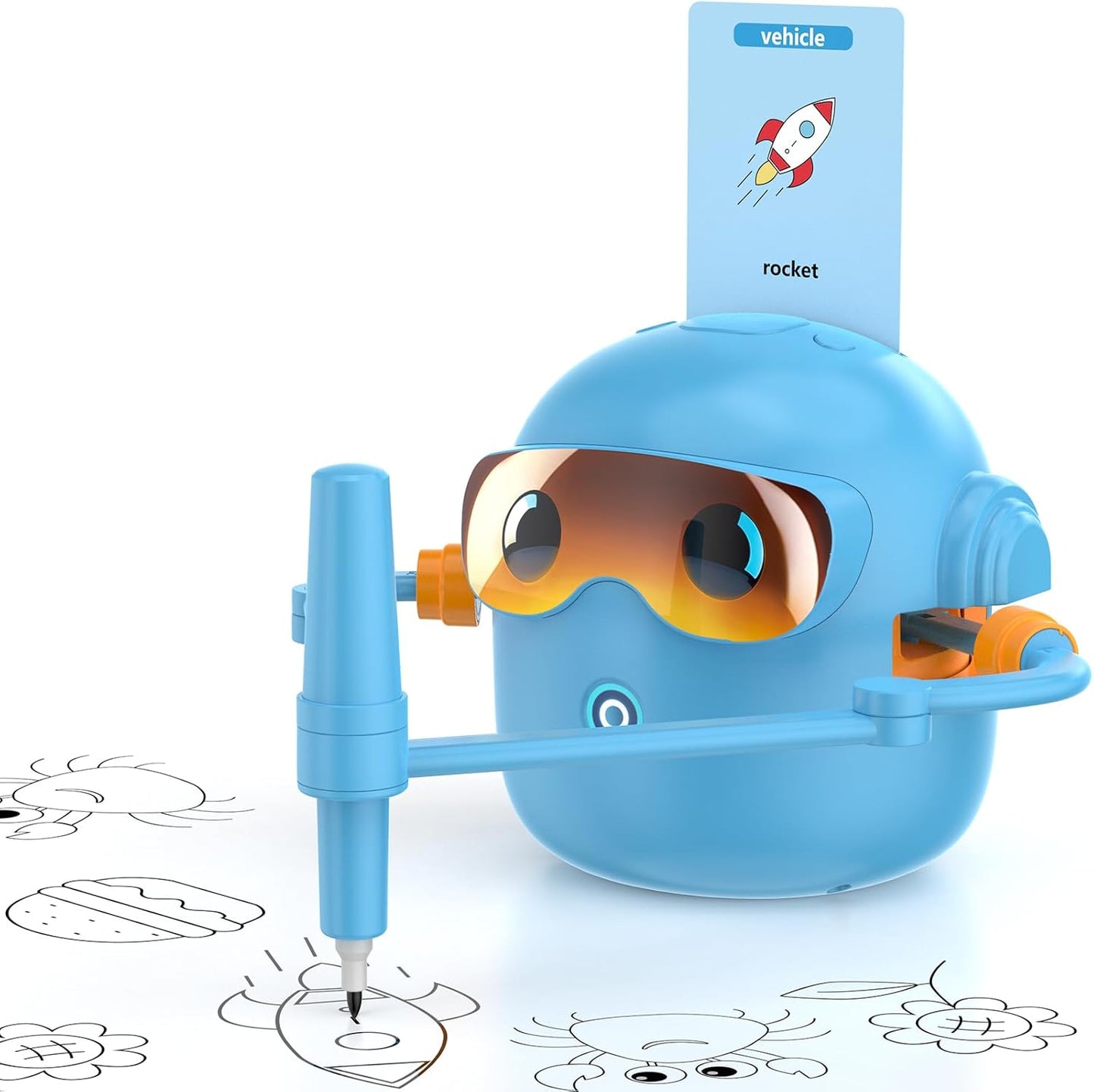 Drawing Robot for Kids, Interactive Educational Drawing Robot with 100 Word Cards, 12 Color Pens & Voice Interaction, Drawing Machine Present for 3 4 5 6 7 8 Year Old Boys Girls, Birthday Party