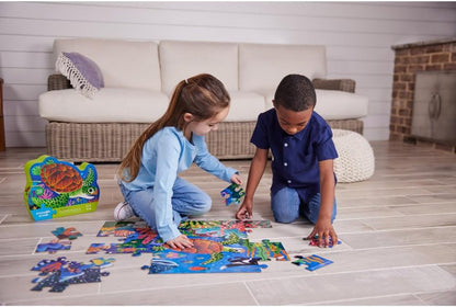Crocodile Creek 36-Piece Jigsaw Floor Puzzle - Shark Reef - for Kids Ages 3-5 - Heavy-Duty Shaped Box for Storage - 24" W x 18" H Finished