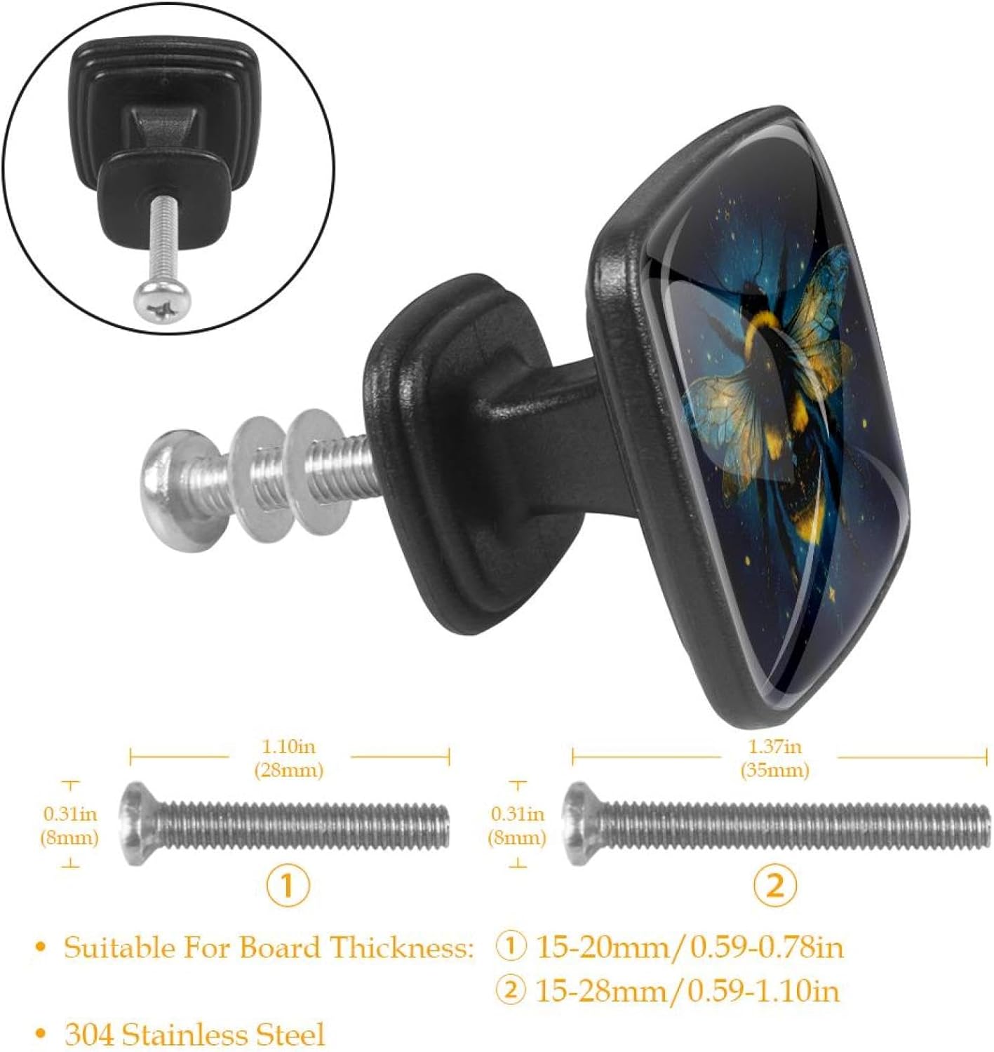 4 Pack Cabinet Knobs Drawer Pulls, 30mm Round ABS Glass Drawer Hardware Growing Purple Butterflies Cabinet Handles with Screws for Dressers Kitchens Cupboard
