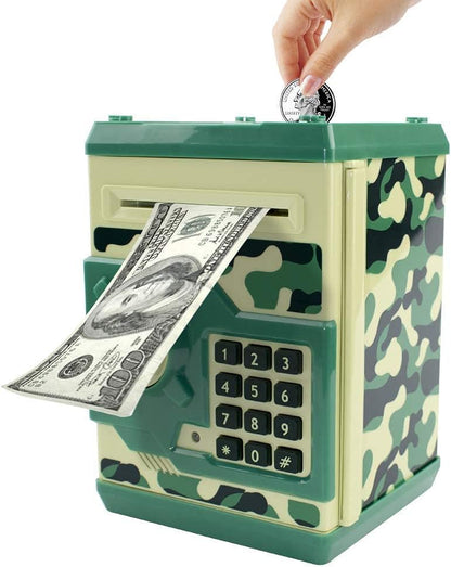 Piggy Bank Electronic Mini ATM for Kids Baby Toy, Safe Coin Banks Money Saving Box Password Code Lock for Children,Boys Girls Best Gift (Silver)
