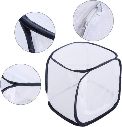 Breeding Cage Ventilated Butterfly House Portable Mesh Cage in Sect and Butterfly Habitat Cage Foldable Mesh Cage for Incubator Plant Growing Clear Observation