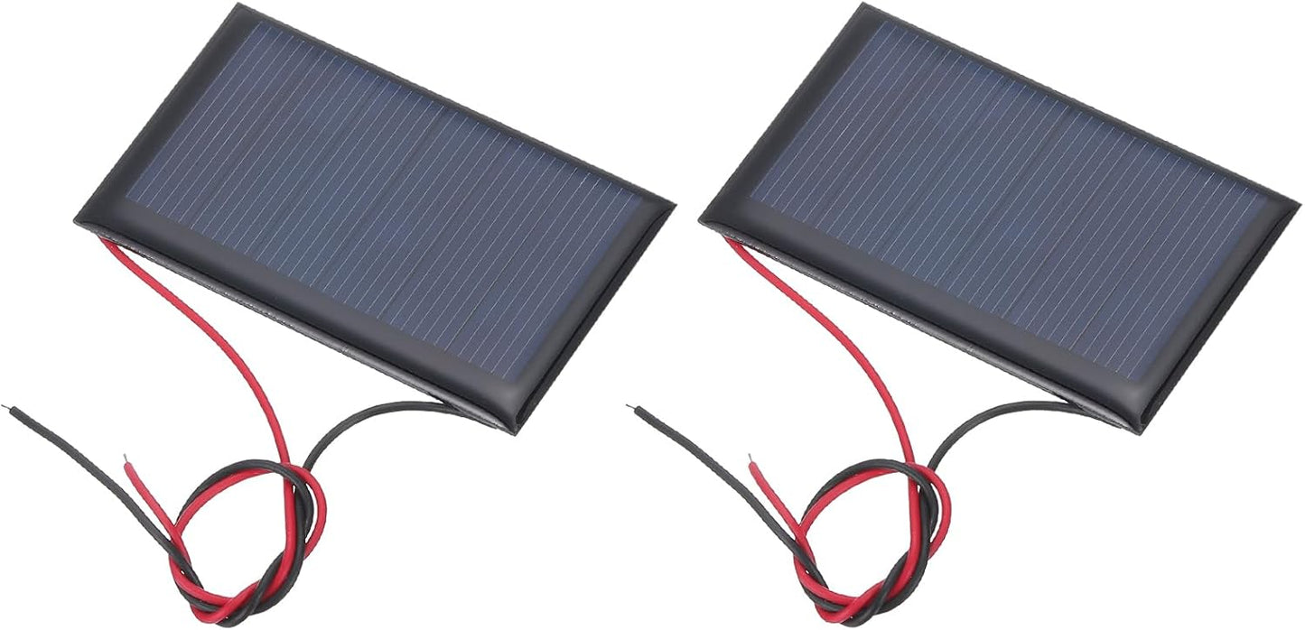 MECCANIXITY 2 Pcs 5.5V 0.44W 70mA Mini Solar Panels, Small Polycrystalline Solar Cell Panel with 2 Cable for DIY Electric Toy Materials Kits Charger, 60mm x 60mm