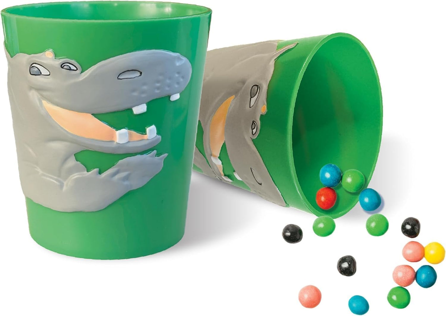 Lily's Home 3D Hippo Tumbler for Kids 10oz - Unbreakable BPA-Free Plastic, Fun Animal-Shaped Drinkware for Ages 3-6 - Toddler Reusable & Bathroom Rinse (2-Pack, Grey)