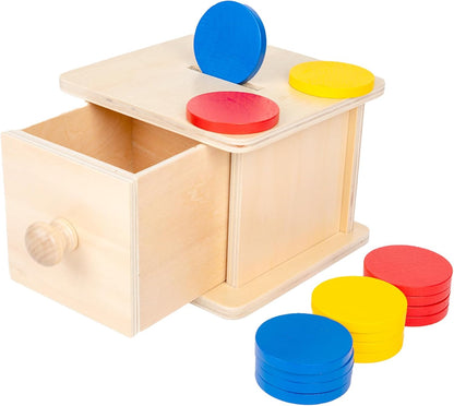 Adena Montessori Coin Box -Natural Wood Double-Sided Object Permanence Box Toy for 1-Year-Old Babies, Wooden Montessori Developmental Toy for 6-12 Month, Early Learning Gift