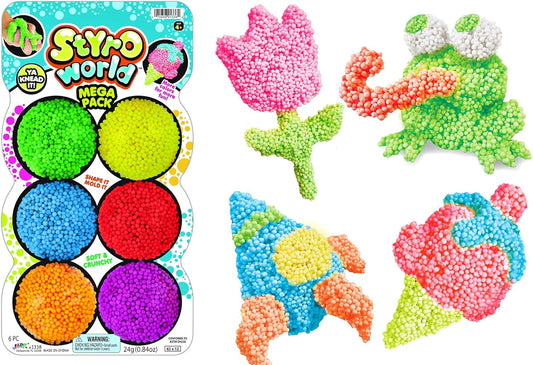 Play Styrofoam Modeling Kit, Sensory Bin, Fidget Toys, Stress Relief, Magic Clay Art Crafts, Party Favors, Preschool Toys, 4+ Years, Multiple Colors, Small, Unisex, Non-Foldable
