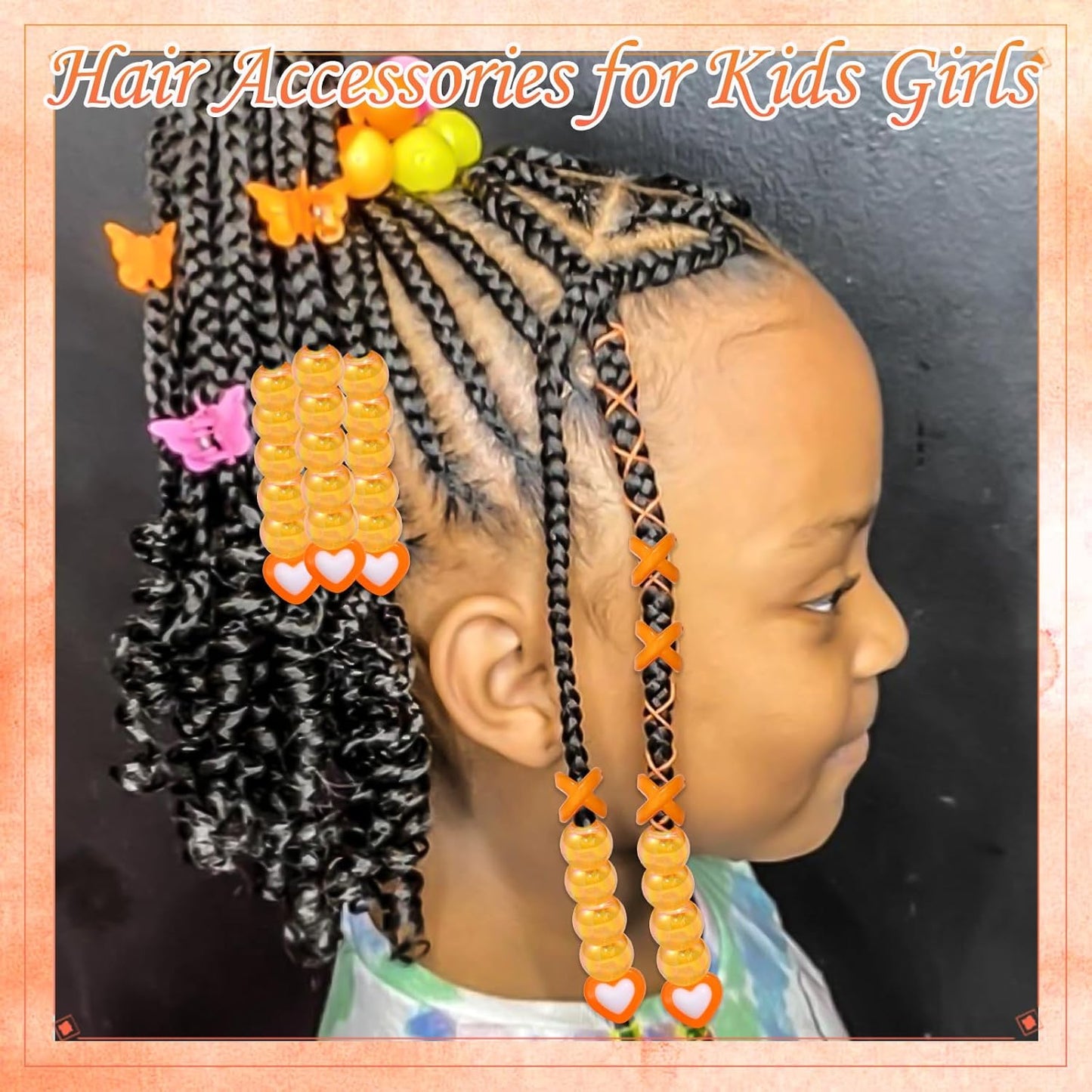 60PCS Purple Braids Beads 3 Styles Dreadlock Bead Accessories Cute Hair Jewelry AB Round Bead Decoration for Kids Girls