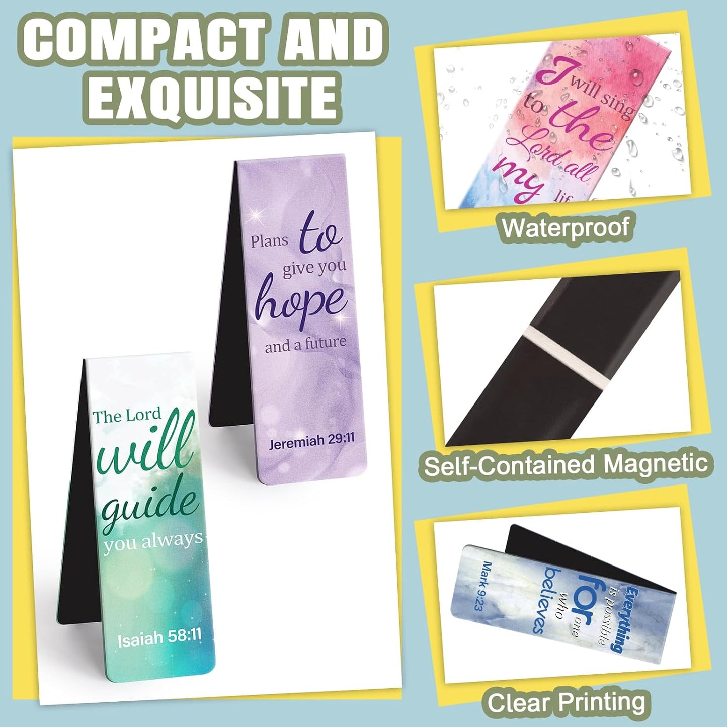 Magnetic Bookmarks - Tumwisk 24PCS Bible Bookmark Christian Bookmarks Cross Bookmark Book Magnets, Magnetic Cross Page Holders for Bibles Study, Religious Gifts for Teacher Students Book Lovers