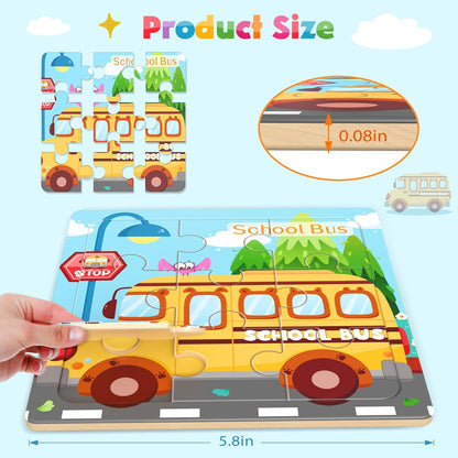 Zeoddler Wooden Puzzles for Toddlers, 8 Pack Farm Animal Jigsaw Puzzles for Kids3-5, 9 Pieces Preschool Learning Activities, Learning & Educational Toys, Gift for Boys, Girls