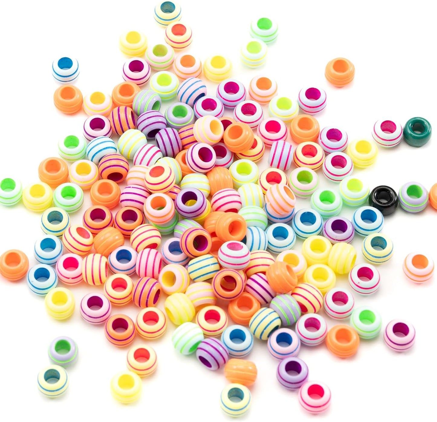 Gxueshan 1000 Pcs Acrylic Black Pony Beads 6x9mm Large Hole Pen Hair Kandi Beads Bulk for Friendship Bracelet Necklace Jewelry Making Earring Braiding Kit