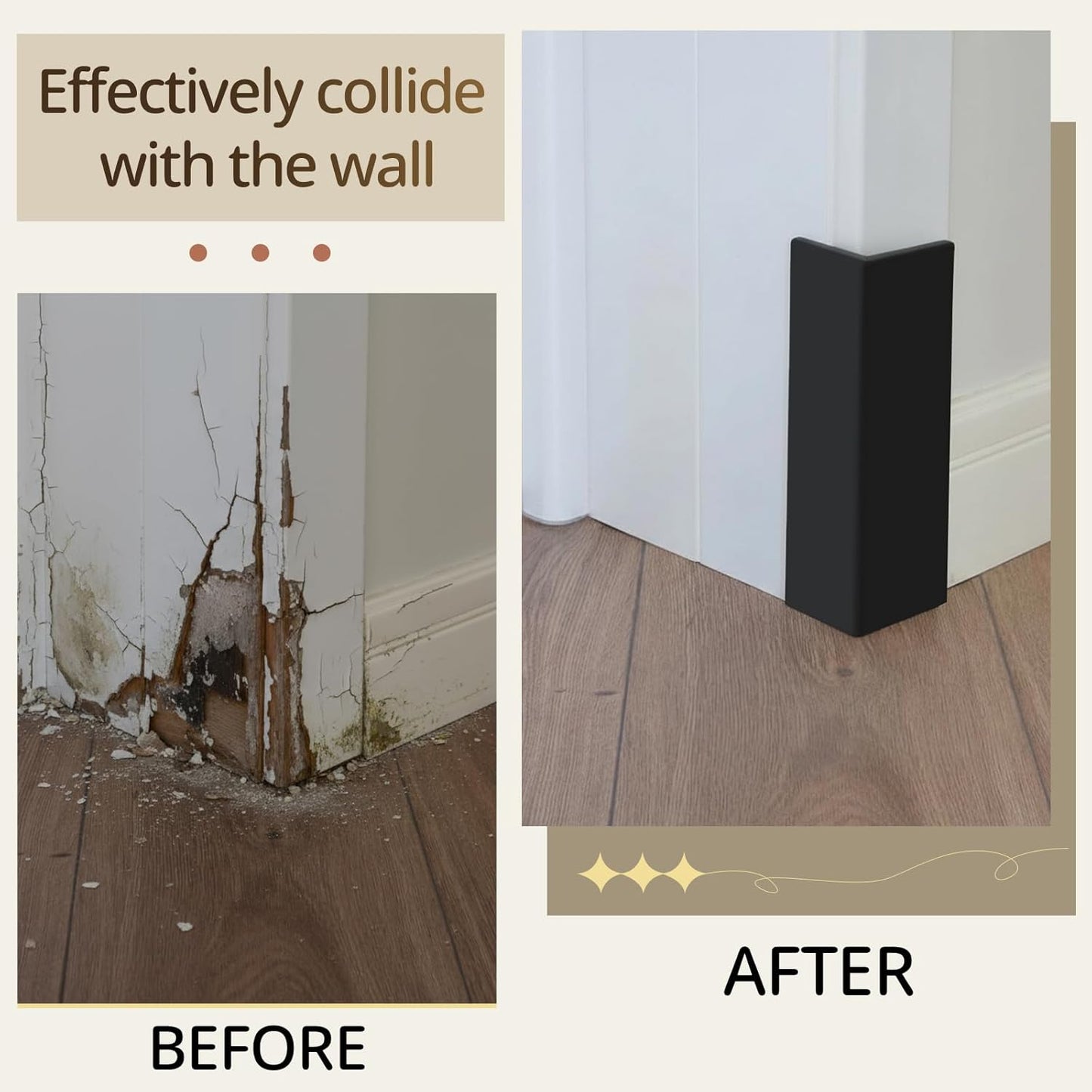 Pangda Baseboard Corners Blocks Self Adhesive Rubber Safety Corner Protectors Proofing Edge Guard Corner Cushion for Wall Furniture Edge(White,12 Pcs)