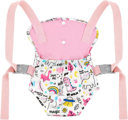 GAGAKU Baby Doll Carrier for Little Girls, Reborn Doll Accessories for Toddlers 3+ Years Old, Kids Toy Baby Dolls Sling Carrier - Pink - Moonflower