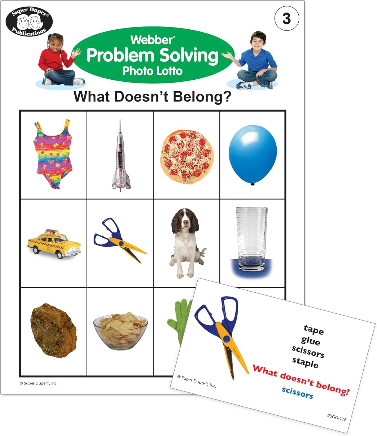 Super Duper Publications | Webber® Problem Solving Bingo, Inferencing, Sequencing, Analogies, Classifying, Predicting, and What Doesn't Belong Cards | Educational Resource for Children