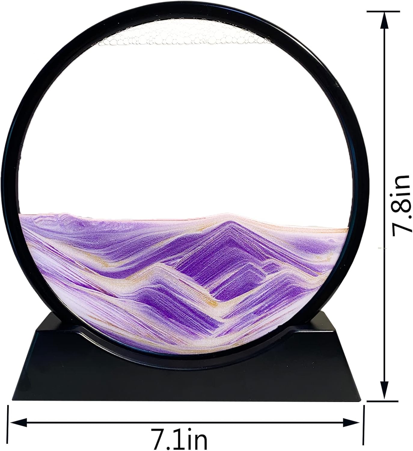 HYUGF 12" Moving Sand Art Picture Ocean Decor - 3D Deep Sea Sandscape Liquid Motion, Round Glass Frame Display Flowing Sand Relaxing Gift for Kids Adults Home Office Work Desktop Decoration Toy, Blue