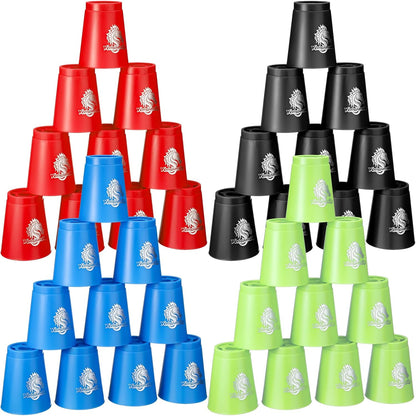Libima 48 Pcs Sports Stacking Cups Set Stacking Cup Classic Games Speed Training Game for Boy Girl Adult Family Party Challenge Competition Travel Gift, 4 Colors (Blue, Green, Black and Red)