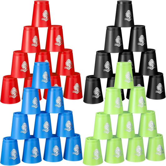 Libima 48 Pcs Sports Stacking Cups Set Stacking Cup Classic Games Speed Training Game for Boy Girl Adult Family Party Challenge Competition Travel Gift, 4 Colors (Blue, Green, Black and Red)