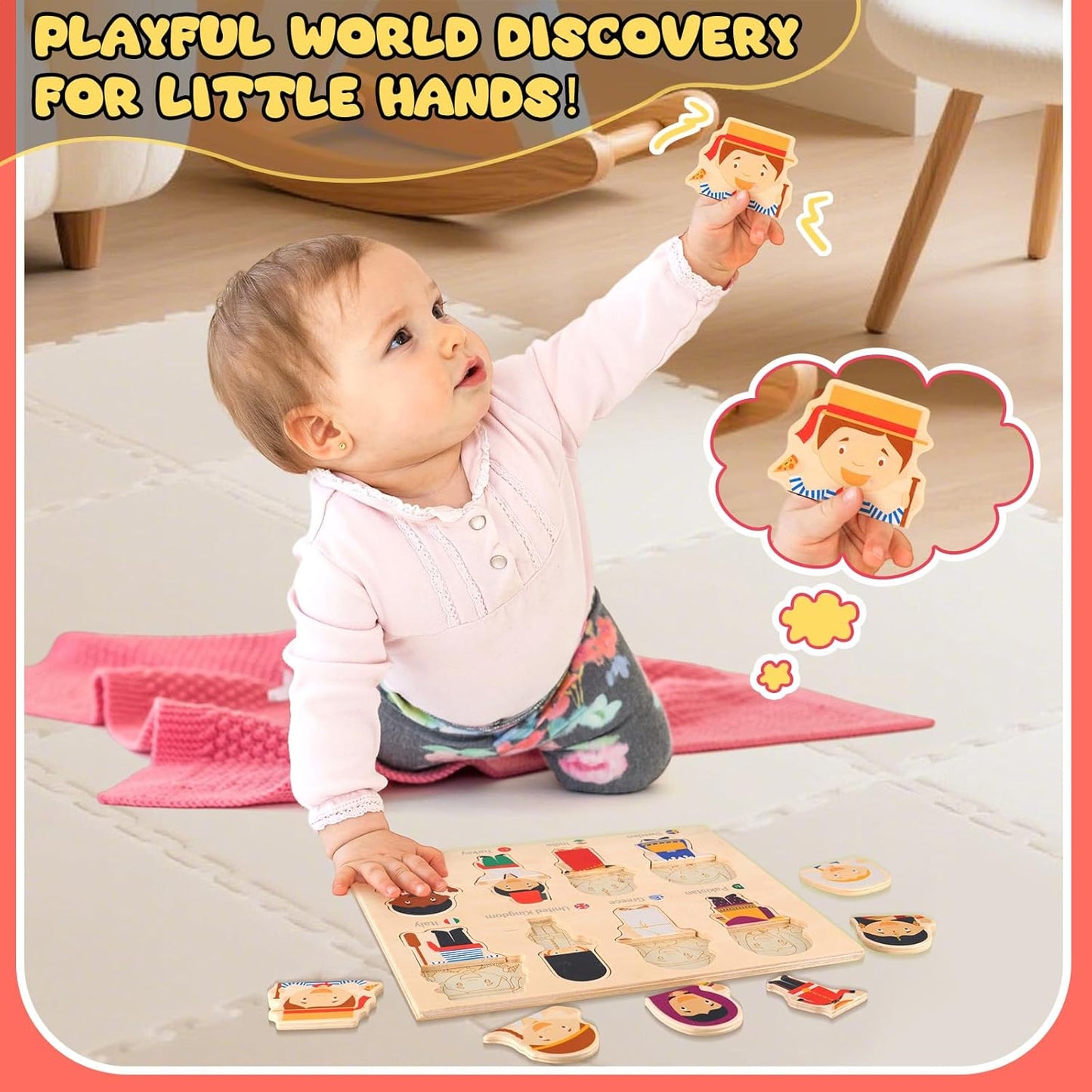 2 Set Wooden World Countries Puzzles for Toddlers 16 Mix and Match Racial Cognition Characters Diversity Educational Toys Multicultural Dress-Up Peg Puzzle Learning Toy for Boys and Girls