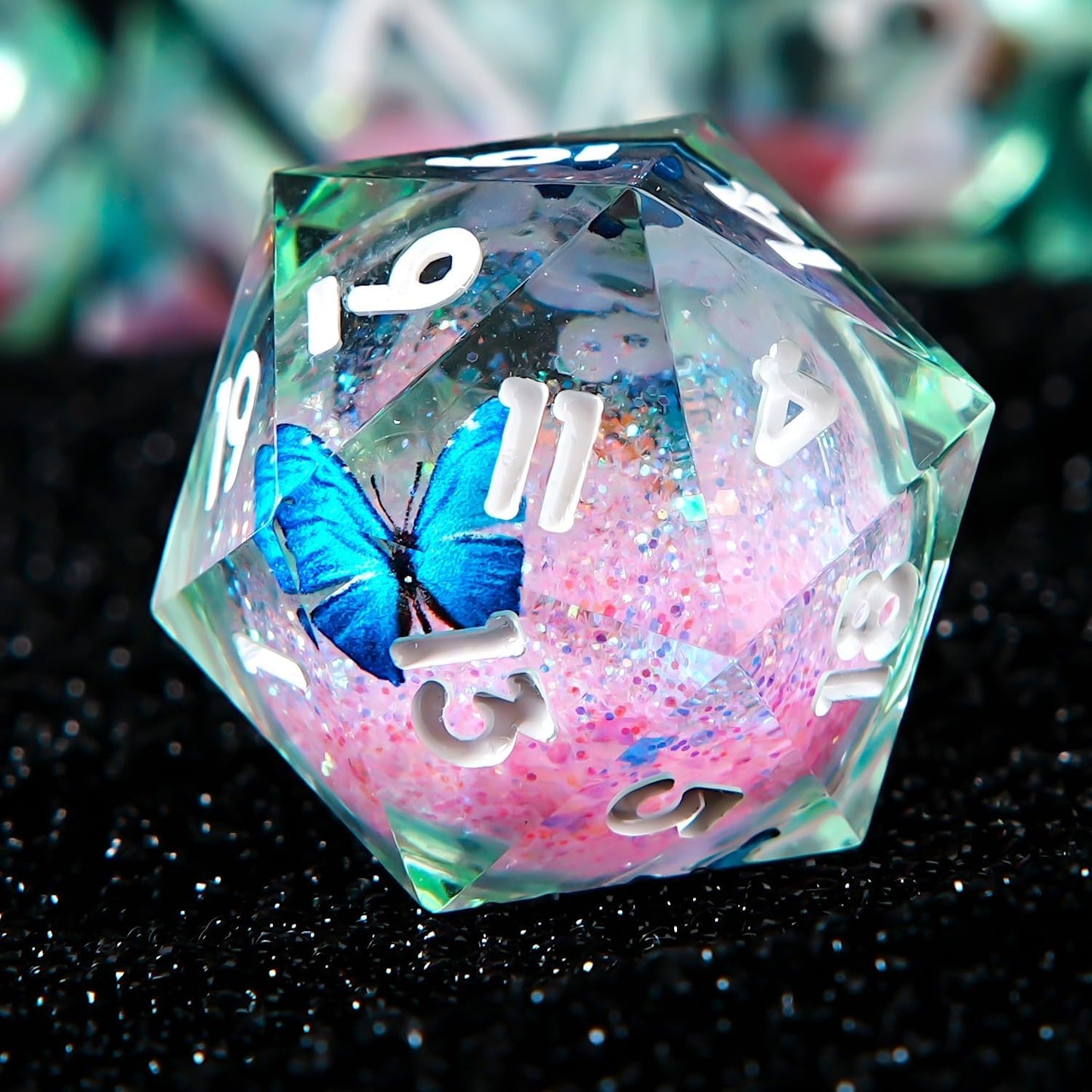YEMEKO Beholder'S Eye D20 Dice Dragon Eye DND 22MM Single with Resin Sharp Edge 20 Sided D&D Handmade Polyhedral for Dungeons and Dragons, RPG, Roleplaying Games MTG Table Games(Blue Gold)