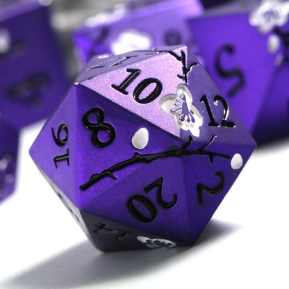 DnDnD Heavy Polyhedral Metal Dice Set with Metal Box, 7-die Shiny Blue Surface with Golden Number for RPG,Dungeons and Dragons,Pathfinder,Shadowrun,D&D,Role Palying Game and Math Teaching - Colors A